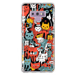 Samsung Galaxy Note 9 Psychedelic Cute Cats Friends Pop Art Hybrid Protective Phone Case Cover