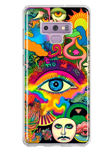 Samsung Galaxy Note 9 Neon Rainbow Psychedelic Trippy Hippie Multiple Eyes Hybrid Protective Phone Case Cover