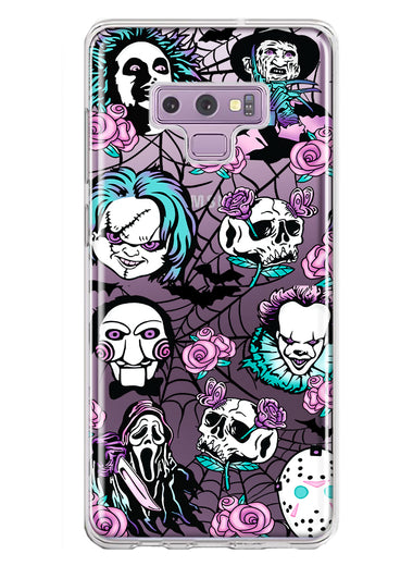 Samsung Galaxy Note 9 Roses Halloween Spooky Horror Characters Spider Web Hybrid Protective Phone Case Cover