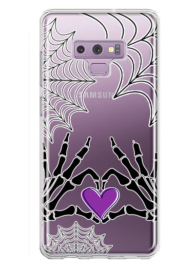 Samsung Galaxy Note 9 Halloween Skeleton Heart Hands Spooky Spider Web Hybrid Protective Phone Case Cover