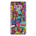 Samsung Galaxy Note 9 Psychedelic Trippy Happy Aliens Characters Hybrid Protective Phone Case Cover