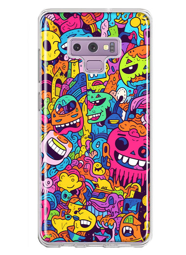 Samsung Galaxy Note 9 Psychedelic Trippy Happy Characters Pop Art Hybrid Protective Phone Case Cover