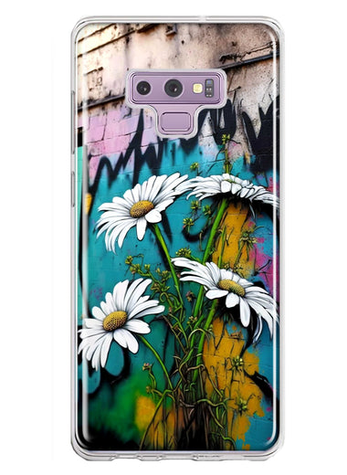 Samsung Galaxy Note 9 White Daisies Graffiti Wall Art Painting Hybrid Protective Phone Case Cover