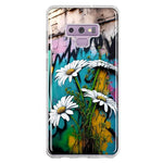 Samsung Galaxy Note 9 White Daisies Graffiti Wall Art Painting Hybrid Protective Phone Case Cover