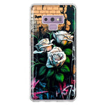 Samsung Galaxy Note 9 White Roses Graffiti Wall Art Painting Hybrid Protective Phone Case Cover