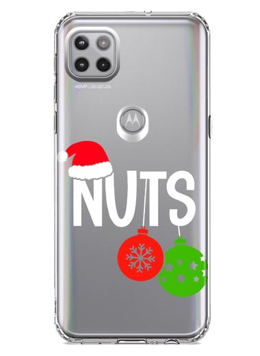 Motorola Moto One 5G Christmas Funny Couples Chest Nuts Ornaments Hybrid Protective Phone Case Cover