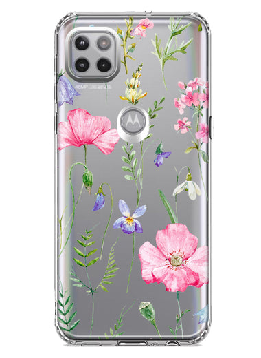 Motorola Moto One 5G Ace Spring Pastel Wild Flowers Summer Classy Elegant Beautiful Hybrid Protective Phone Case Cover