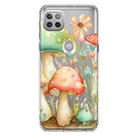 Motorola Moto One 5G Fairytale Watercolor Mushrooms Pastel Spring Flowers Floral Hybrid Protective Phone Case Cover