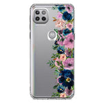 Motorola Moto One 5G Navy Blue Summer Watercolor Floral Classic Purple Flowers Hybrid Protective Phone Case Cover