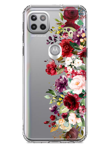 Motorola Moto One 5G Red Summer Watercolor Floral Bouquets Ruby Flowers Hybrid Protective Phone Case Cover