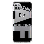 Motorola Moto One 5G Black Clear Funny Text Quote Adulting AF Hybrid Protective Phone Case Cover