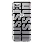 Motorola Moto One 5G Black Clear Funny Text Quote Bussin Hybrid Protective Phone Case Cover