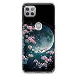 Motorola Moto One 5G Kawaii Manga Pink Cherry Blossom Full Moon Hybrid Protective Phone Case Cover