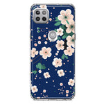 Motorola Moto One 5G Kawaii Japanese Pink Cherry Blossom Navy Blue Hybrid Protective Phone Case Cover