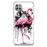 Motorola Moto One 5G Pink Flamingo Painting Graffiti Hybrid Protective Phone Case Cover
