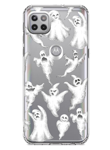 Motorola Moto One 5G Cute Halloween Spooky Floating Ghosts Horror Scary Hybrid Protective Phone Case Cover