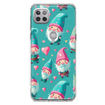Motorola Moto One 5G Turquoise Pink Hearts Gnomes Hybrid Protective Phone Case Cover