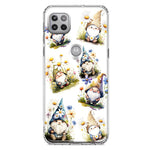 Motorola Moto One 5G Cute White Blue Daisies Gnomes Hybrid Protective Phone Case Cover