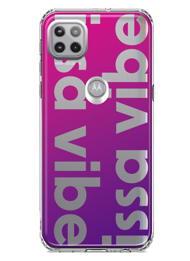 Motorola Moto One 5G Purple Clear Funny Text Quote Issa Vibe Hybrid Protective Phone Case Cover