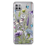 Motorola Moto One 5G Lavender Dragonfly Butterflies Spring Flowers Hybrid Protective Phone Case Cover