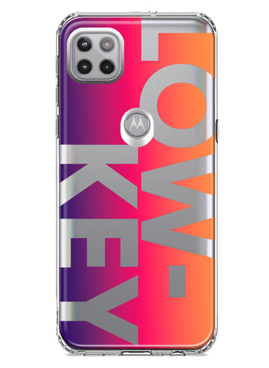 Motorola Moto One 5G Purple Pink Orange Clear Funny Text Quote Low Key Hybrid Protective Phone Case Cover
