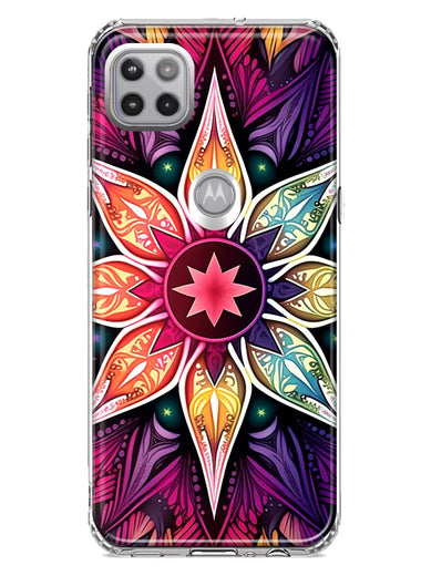 Motorola Moto One 5G Mandala Geometry Abstract Star Pattern Hybrid Protective Phone Case Cover