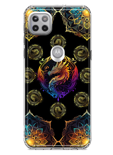 Motorola Moto One 5G Mandala Geometry Abstract Dragon Pattern Hybrid Protective Phone Case Cover