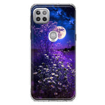 Motorola Moto One 5G Spring Moon Night Lavender Flowers Floral Hybrid Protective Phone Case Cover