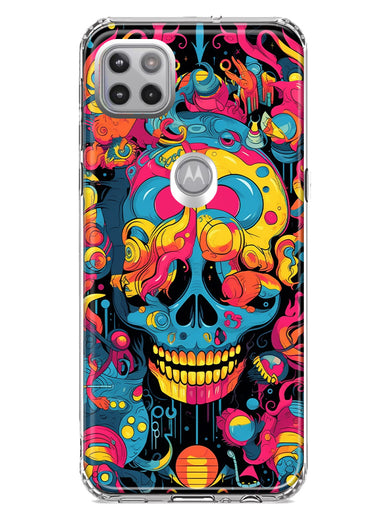 Motorola Moto One 5G Psychedelic Trippy Death Skull Pop Art Hybrid Protective Phone Case Cover