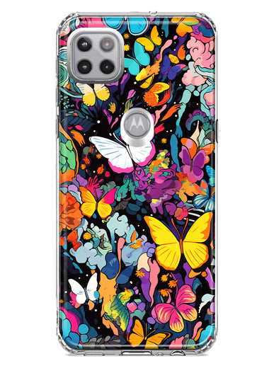 Motorola Moto One 5G Ace Psychedelic Trippy Butterflies Pop Art Hybrid Protective Phone Case Cover