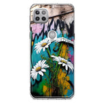 Motorola Moto One 5G White Daisies Graffiti Wall Art Painting Hybrid Protective Phone Case Cover