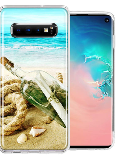 Samsung Galaxy S10 Beach Message Bottle Design Double Layer Phone Case Cover