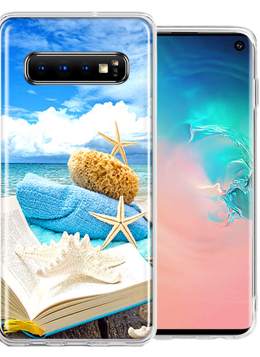 Samsung Galaxy S10 Beach Reading Design Double Layer Phone Case Cover