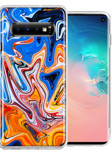 Samsung Galaxy S10 Plus Blue Orange Abstract Design Double Layer Phone Case Cover