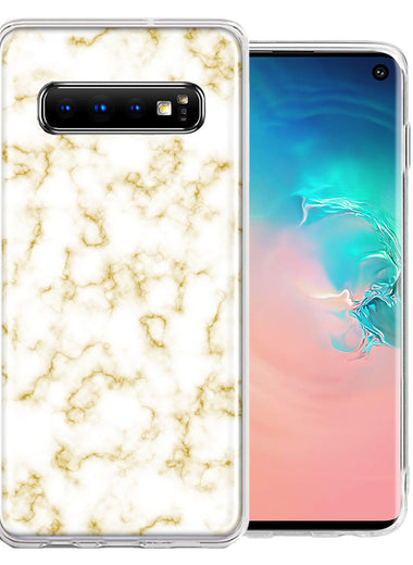 Samsung Galaxy S10 Plus Gold Marble Design Double Layer Phone Case Cover