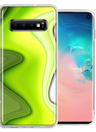 Samsung Galaxy S10 Plus Green White Abstract Design Double Layer Phone Case Cover