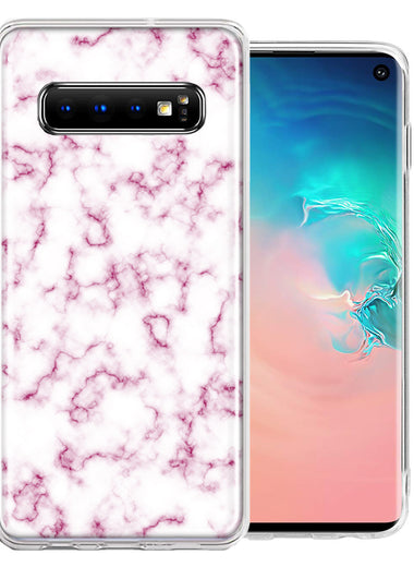 Samsung Galaxy S10 Pink Marble Design Double Layer Phone Case Cover