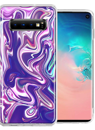 Samsung Galaxy S10 Purple Paint Swirl Design Double Layer Phone Case Cover