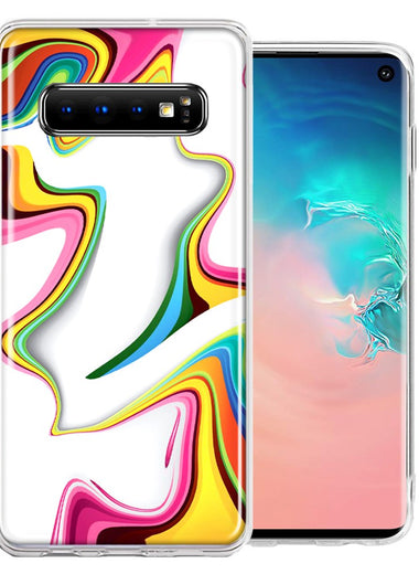 Samsung Galaxy S10 Plus Rainbow Abstract Design Double Layer Phone Case Cover