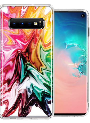 Samsung Galaxy S10 Plus Rainbow Flower Abstract Design Double Layer Phone Case Cover
