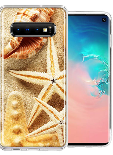 Samsung Galaxy S10 Plus Sand Shells Starfish Design Double Layer Phone Case Cover