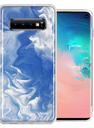 Samsung Galaxy S10 Plus Sky Blue Swirl Design Double Layer Phone Case Cover