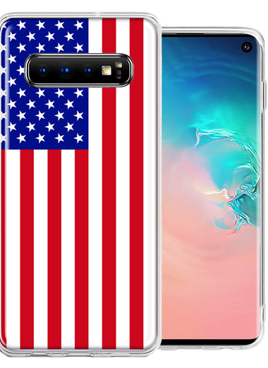 Samsung Galaxy S10 Plus USA American Flag Design Double Layer Phone Case Cover