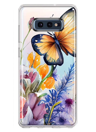 Samsung Galaxy S10e Spring Summer Flowers Butterfly Purple Blue Lilac Floral Hybrid Protective Phone Case Cover