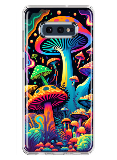 Samsung Galaxy S10e Neon Rainbow Psychedelic Indie Hippie Mushrooms Hybrid Protective Phone Case Cover