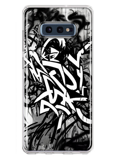 Samsung Galaxy S10e Black White Urban Graffiti Hybrid Protective Phone Case Cover