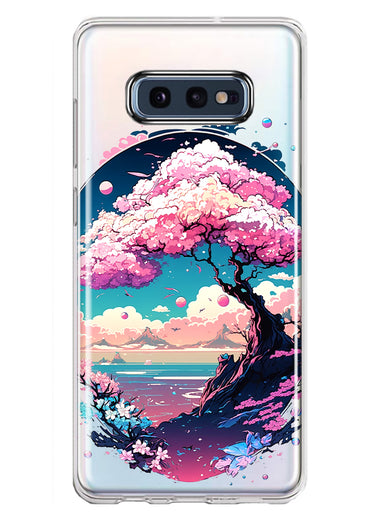 Samsung Galaxy S10e Kawaii Manga Pink Cherry Blossom Japanese Sky Floral Ocean Hybrid Protective Phone Case Cover