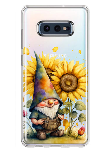 Samsung Galaxy S10e Cute Gnome Sunflowers Clear Hybrid Protective Phone Case Cover