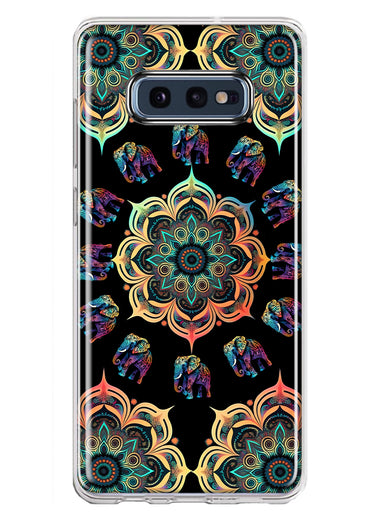 Samsung Galaxy S10e Mandala Geometry Abstract Elephant Pattern Hybrid Protective Phone Case Cover