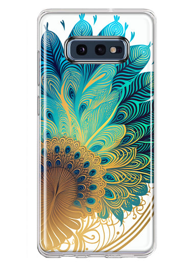 Samsung Galaxy S10e Mandala Geometry Abstract Peacock Feather Pattern Hybrid Protective Phone Case Cover